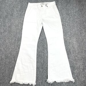 Hidden Los Angeles Jeans Womens 25 Happi Mid Rise Crop Flare Raw Hem White NEW